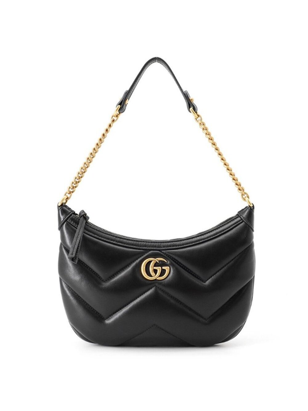 Gucci Chain Shoulder Bag GG Marmont Small Quilted Leather Black
